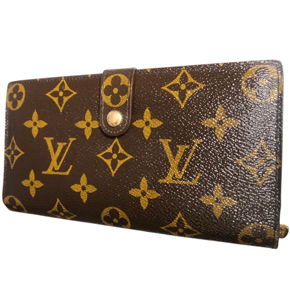 Louis Vuitton Long Kiss-lock Brown and Gold Monogram Wallet